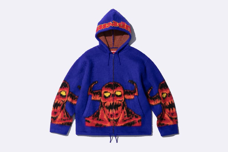 Supreme x Toy Machine Spring 2024 Collaboration t-shirts hoodies Mike Vallely skateboarder Huntington Beach, California Ed Templeton welcome to hell Thomas, Brian Anderson, Elissa Steamer, Donny Barley, Mike Maldonado and Chad Musk sweater work pants