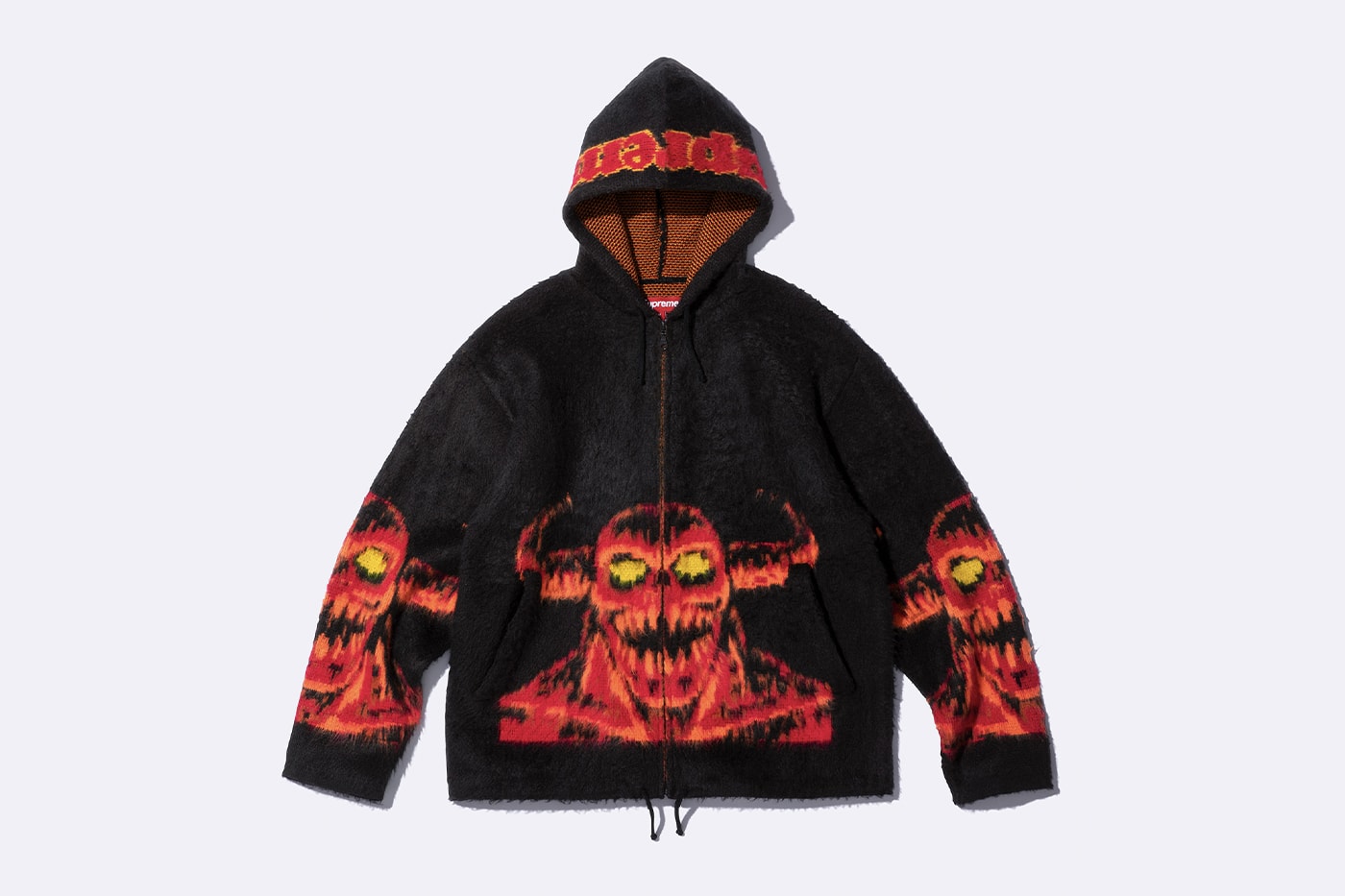 Supreme x Toy Machine Spring 2024 Collaboration t-shirts hoodies Mike Vallely skateboarder Huntington Beach, California Ed Templeton welcome to hell Thomas, Brian Anderson, Elissa Steamer, Donny Barley, Mike Maldonado and Chad Musk sweater work pants