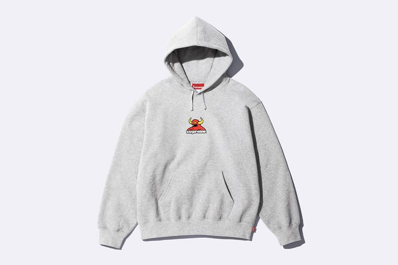 Supreme x Toy Machine Spring 2024 Collaboration t-shirts hoodies Mike Vallely skateboarder Huntington Beach, California Ed Templeton welcome to hell Thomas, Brian Anderson, Elissa Steamer, Donny Barley, Mike Maldonado and Chad Musk sweater work pants