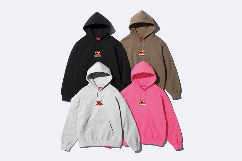 Supreme x Toy Machine Spring 2024 Collaboration t-shirts hoodies Mike Vallely skateboarder Huntington Beach, California Ed Templeton welcome to hell Thomas, Brian Anderson, Elissa Steamer, Donny Barley, Mike Maldonado and Chad Musk sweater work pants