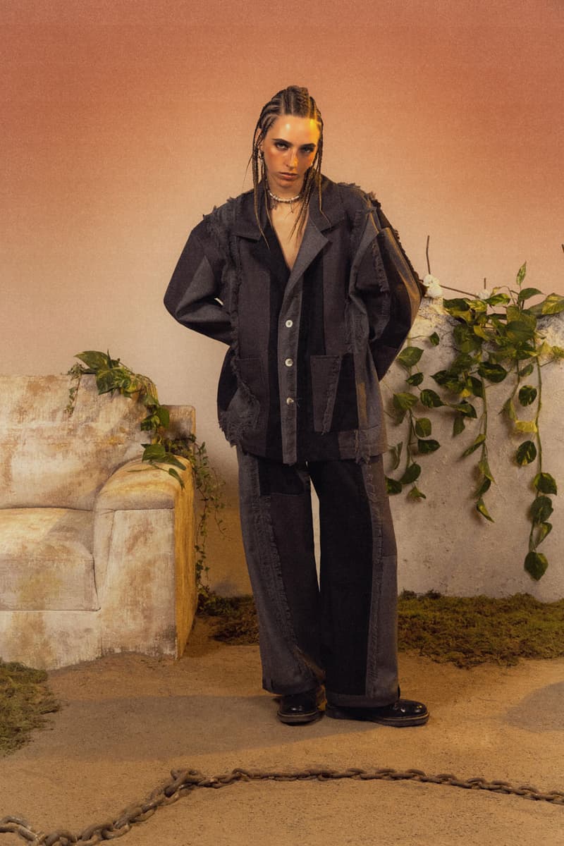 pas une marque spring summer 2024 lookbook collection dystopia world shop online website outfits garments rust dyed trench coat trousers