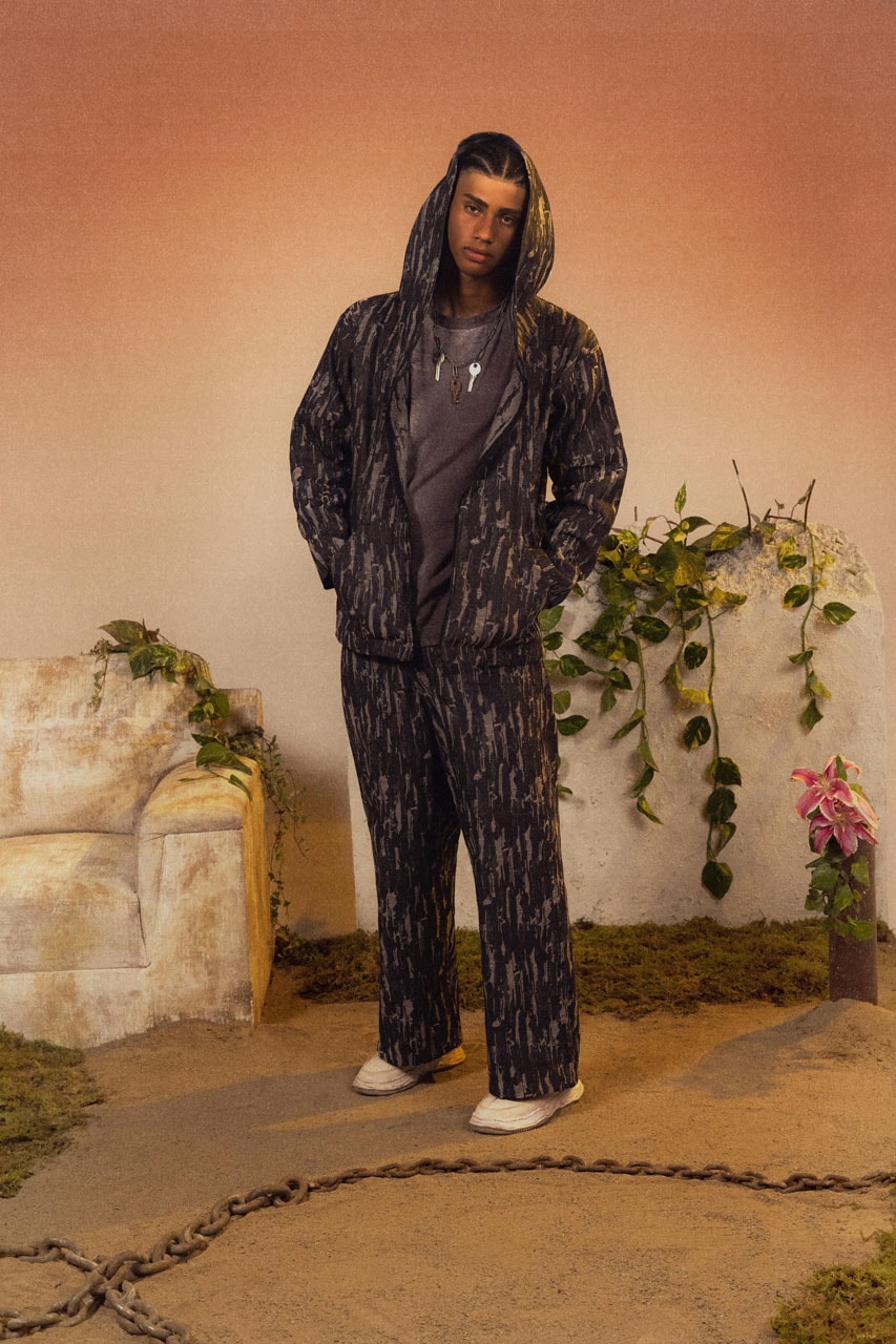 pas une marque spring summer 2024 lookbook collection dystopia world shop online website outfits garments rust dyed trench coat trousers