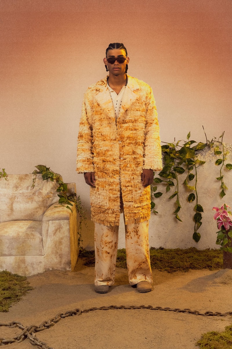pas une marque spring summer 2024 lookbook collection dystopia world shop online website outfits garments rust dyed trench coat trousers
