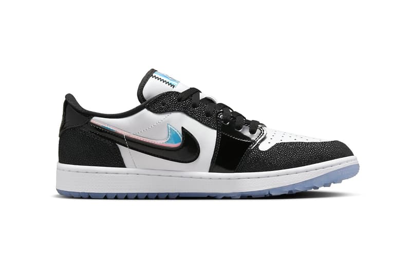 Air Jordan 1 Low Golf "Endless Pursuit" Has an Official Release Date FZ4159-100 white black textured swoosh cleats spikes nike jordan brand green course