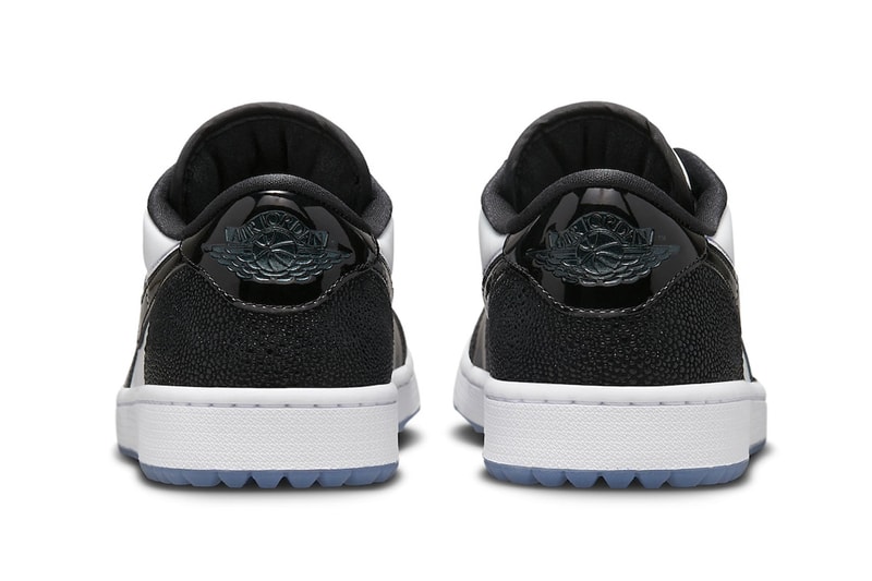 Air Jordan 1 Low Golf "Endless Pursuit" Has an Official Release Date FZ4159-100 white black textured swoosh cleats spikes nike jordan brand green course