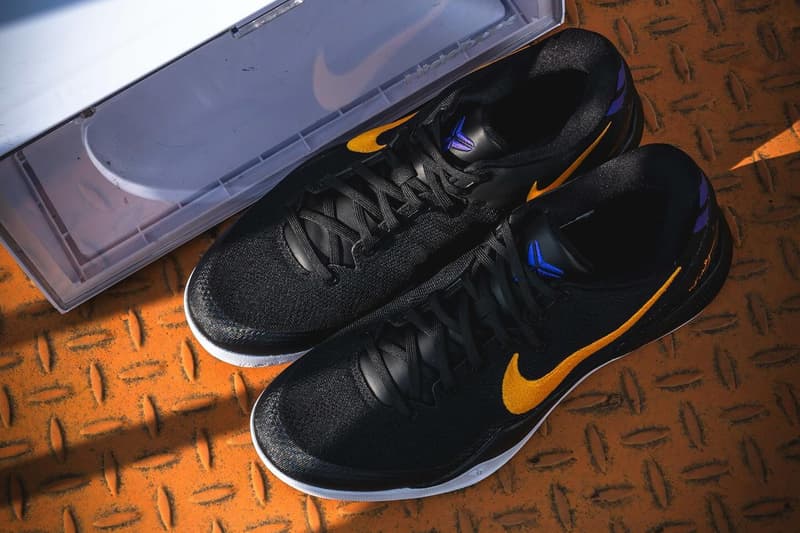 Detailed Look at the Nike Kobe 8 Protro "Hollywood Nights" HF9550-001 kobe bryant black mamba basketball shoes sneakers black gold and purple Black/University Gold-White-Court Purple