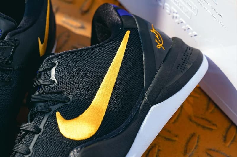 Detailed Look at the Nike Kobe 8 Protro "Hollywood Nights" HF9550-001 kobe bryant black mamba basketball shoes sneakers black gold and purple Black/University Gold-White-Court Purple