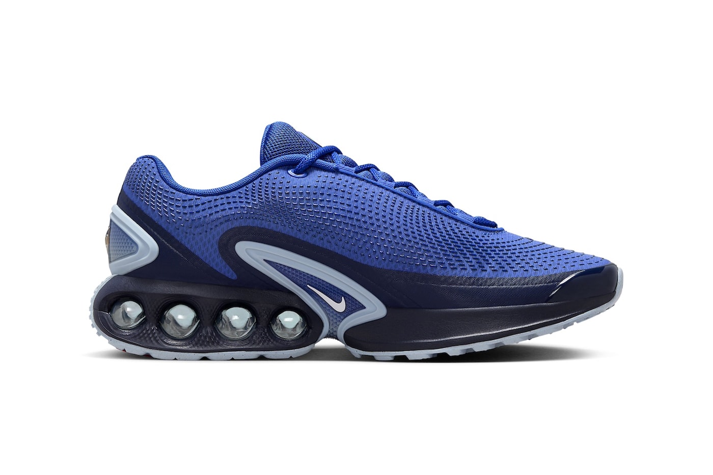 Nike Air Max Dn Surfaces in "Hyper Blue" Midnight Navy-Light Armory Blue-White DV3337-400 sneaker futuristic new silhouette swoosh air max day spring 2024 release info