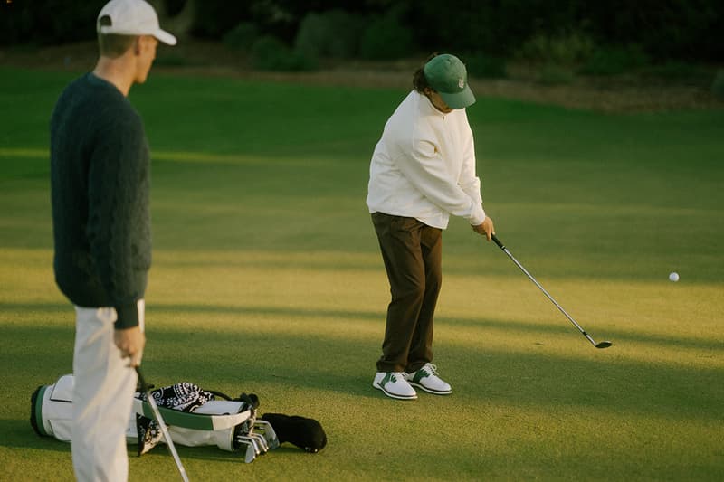 puma quiet golf collaboration collection polo tee shirt crewneck sweater half zip shorts pants hat skirt green white brown