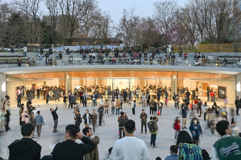 apple shanghai jing'an store opening look inside foster + partner architecture design details view photos imagery