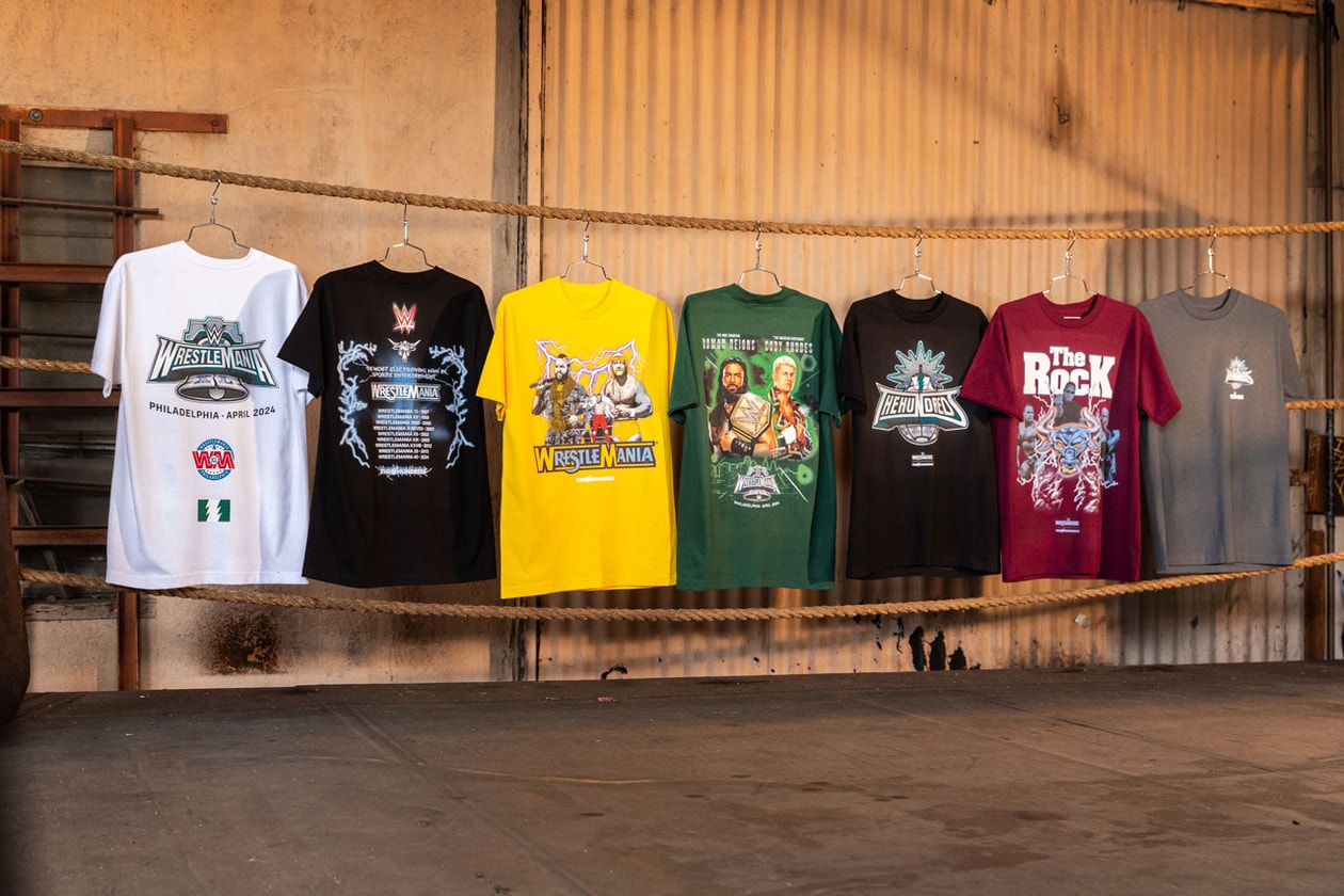 The Hundreds Joins Forces With WWE for Wrestlemania XL world wrestling entertainment merch apparel capsule collection release price link tribute icons the rock cody rhodes roman reigns Hulk Hogan and Mr. T.