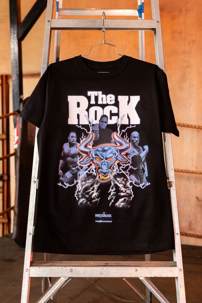 The Hundreds Joins Forces With WWE for Wrestlemania XL world wrestling entertainment merch apparel capsule collection release price link tribute icons the rock cody rhodes roman reigns Hulk Hogan and Mr. T.