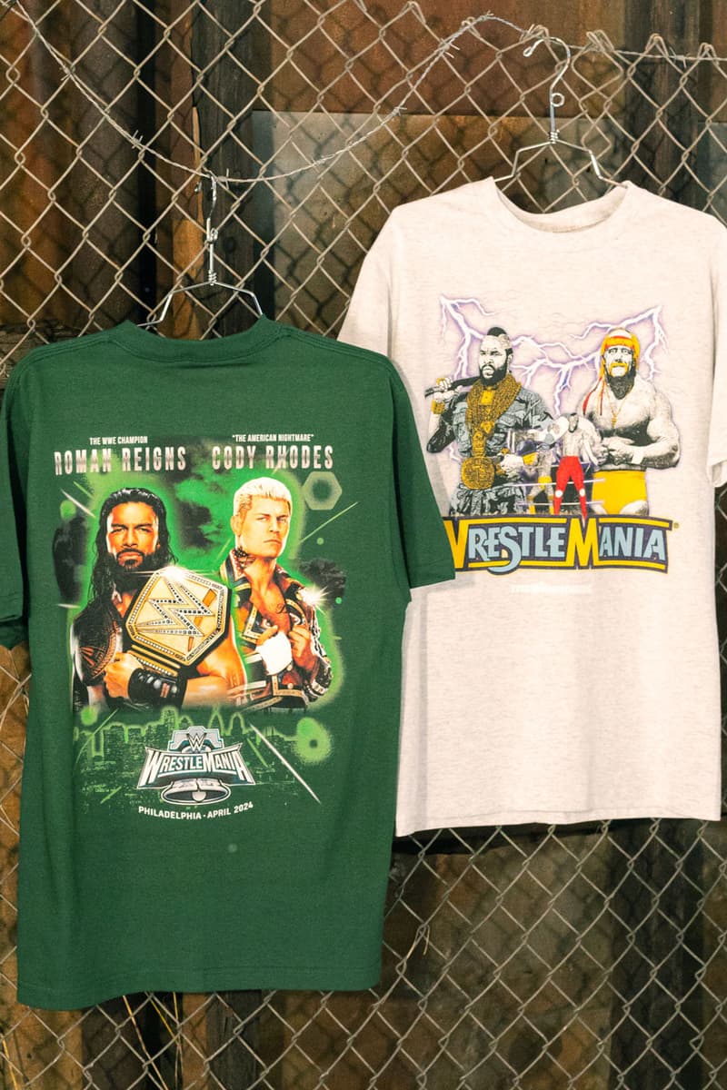 The Hundreds Joins Forces With WWE for Wrestlemania XL world wrestling entertainment merch apparel capsule collection release price link tribute icons the rock cody rhodes roman reigns Hulk Hogan and Mr. T.