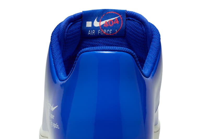 Official Look at the .SWOOSH x Nike Air Force 1 Low "404 Error" HJ1060-400 racer blue white