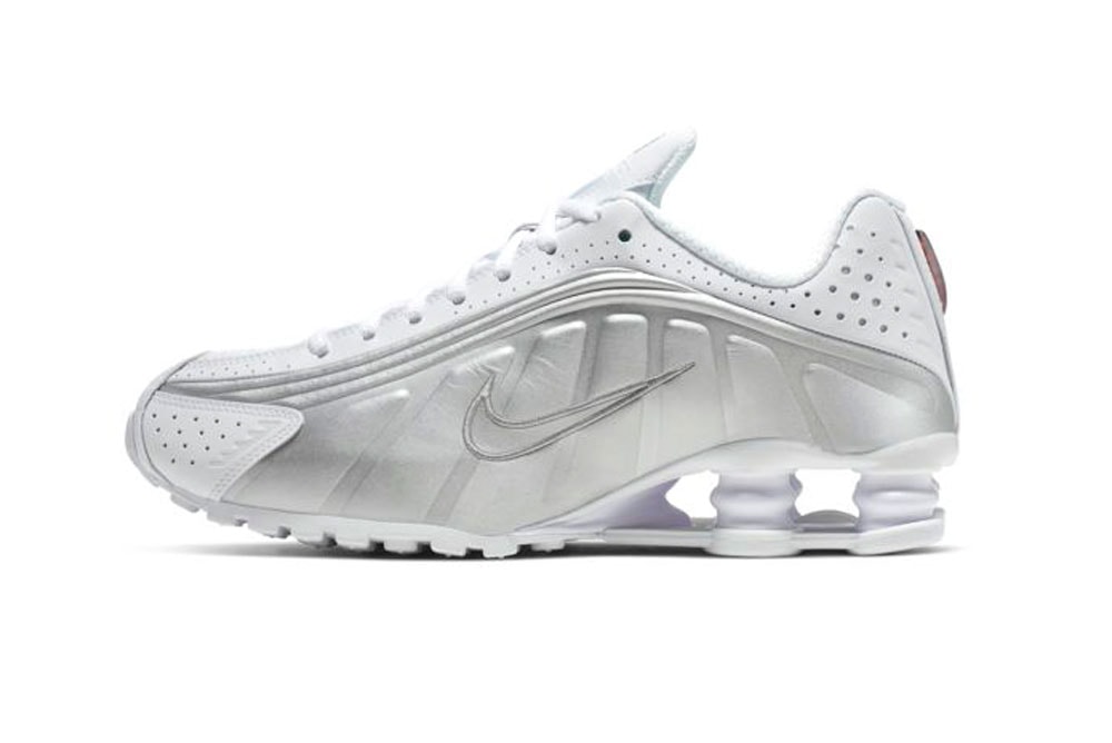 Nike Shox R4 Appears in “White and Metallic Silver” Footwear
