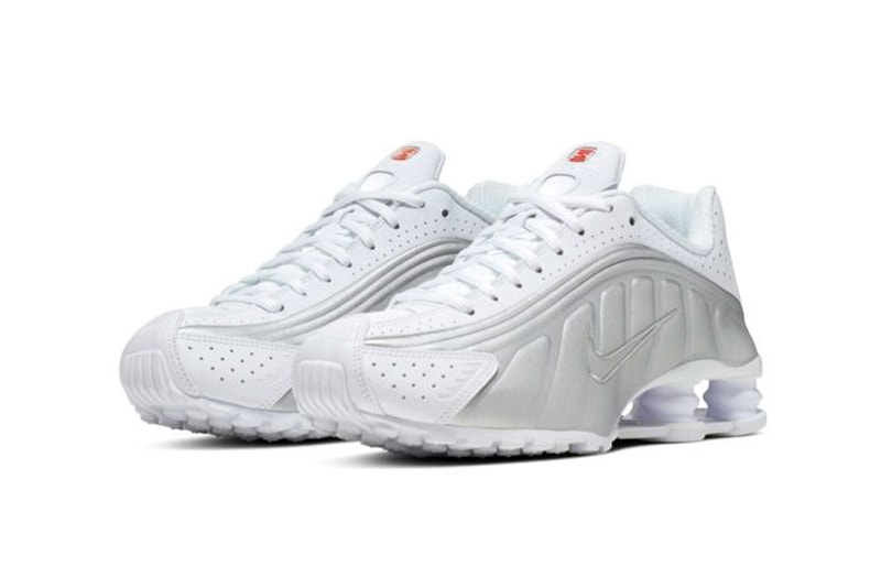 Nike Shox R4 Appears in “White and Metallic Silver” Footwear