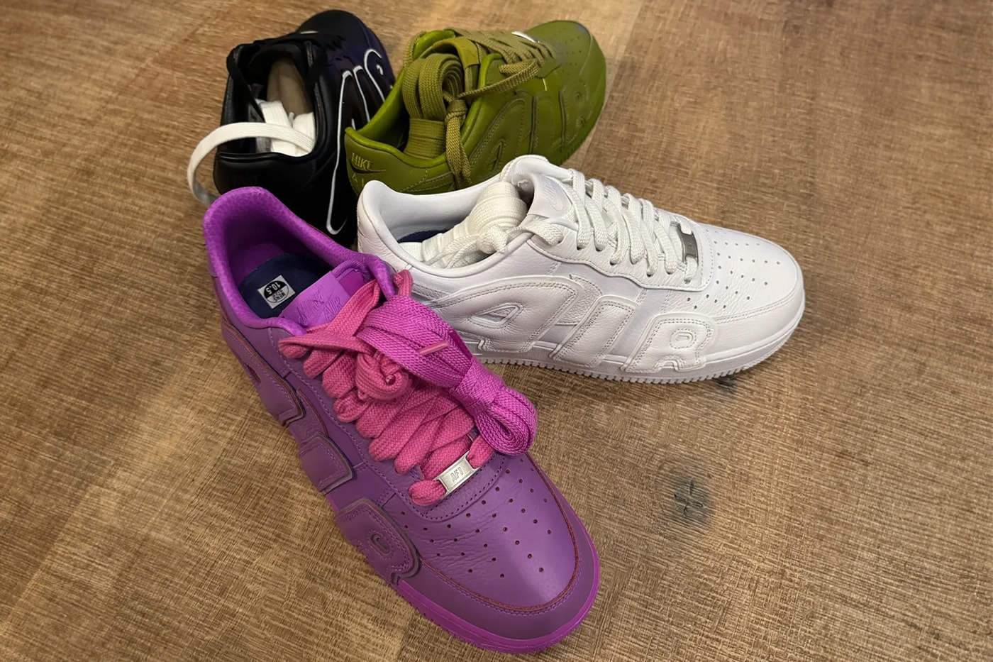 Lil Yachty Gives a Closer Look at All Four Cactus Plant Flea Market x Nike Air Force 1 Collab cpfm '82 icon air uptempo air flea oversized white purple green moss black big sean frank ocean gifted swoosh pairs