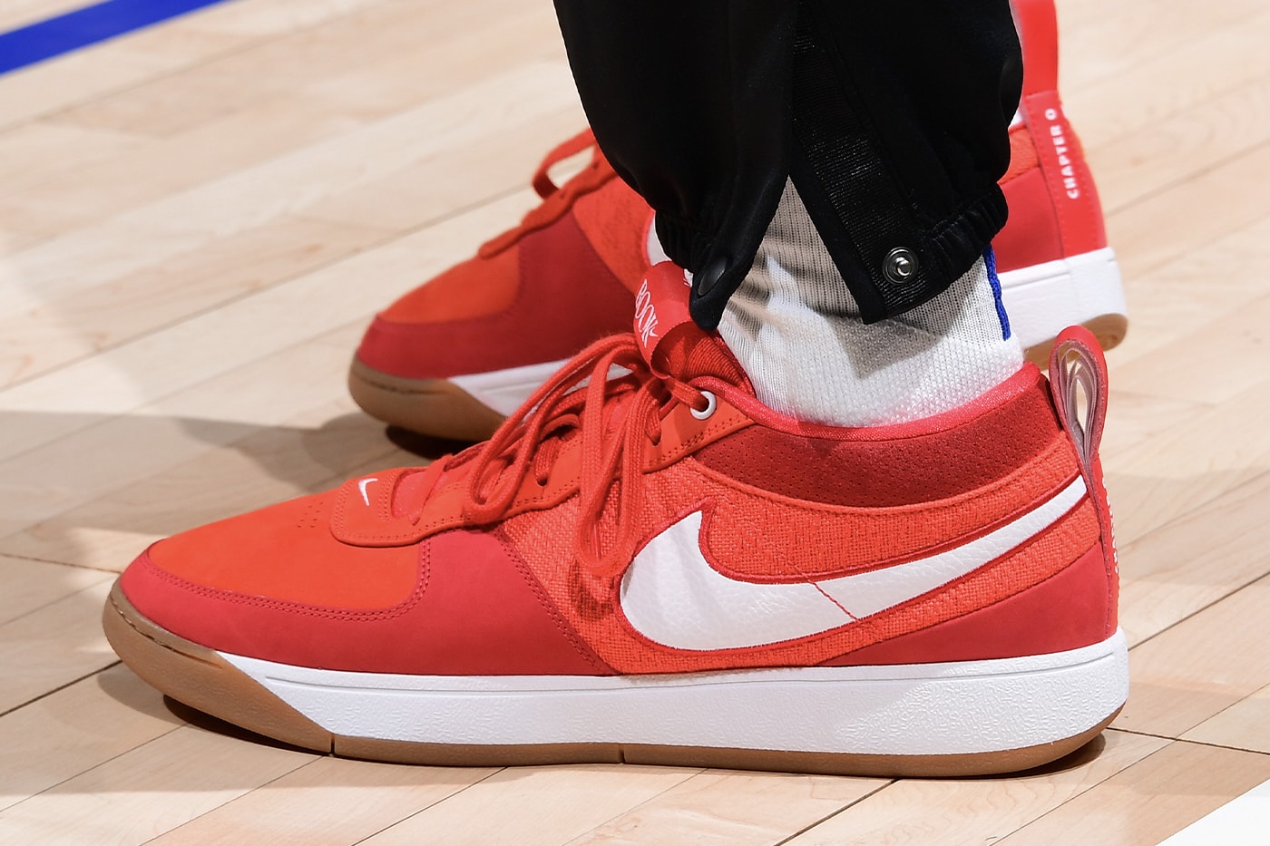 PJ Tucker Reveals His Own Pair of Nike Book 1 "Chapter 0" PEs basketball shoes in salmon red swoosh los angeles clippers snaker king all reds