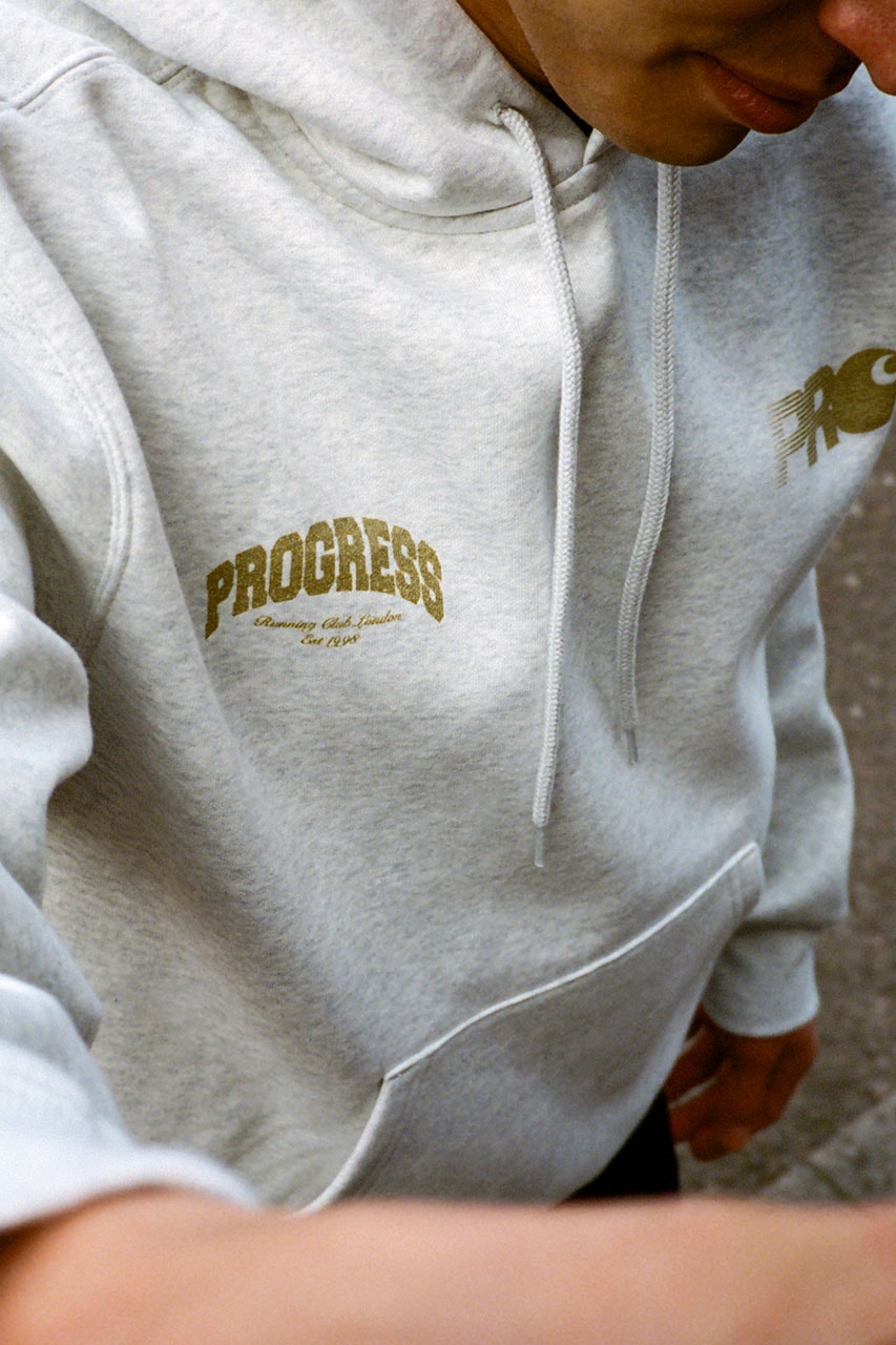Carhartt WIP x Progress Running Club collab collaboration capsule collection release link price hoodie t shirt graphic work in progress north london east japan store athletic apparel clothing fashion april drop 