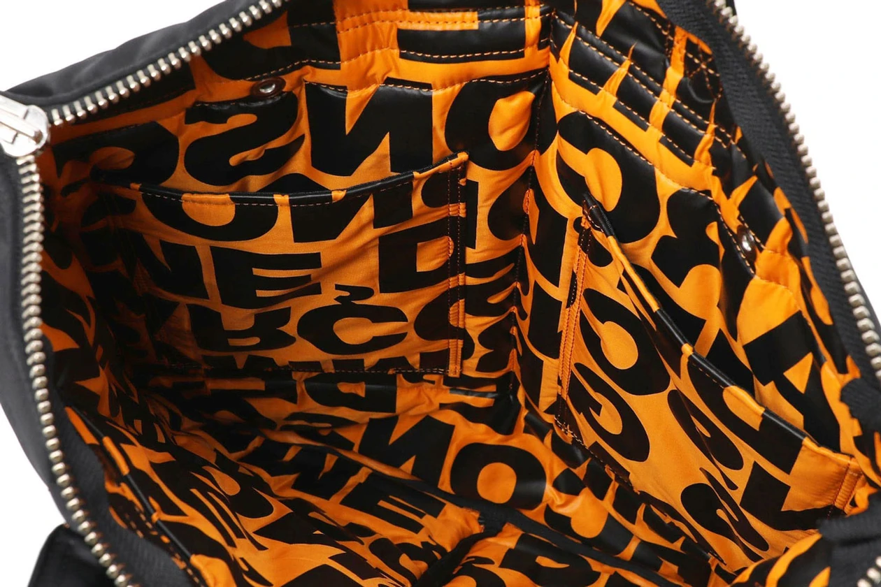 COMME des GARÇONS x PORTER Tanker helmet bags color price link drop release cdg play homme collab collection strap zipper logo brand yoshida kaban pocket orange brand rei Kawakubo design nylon 