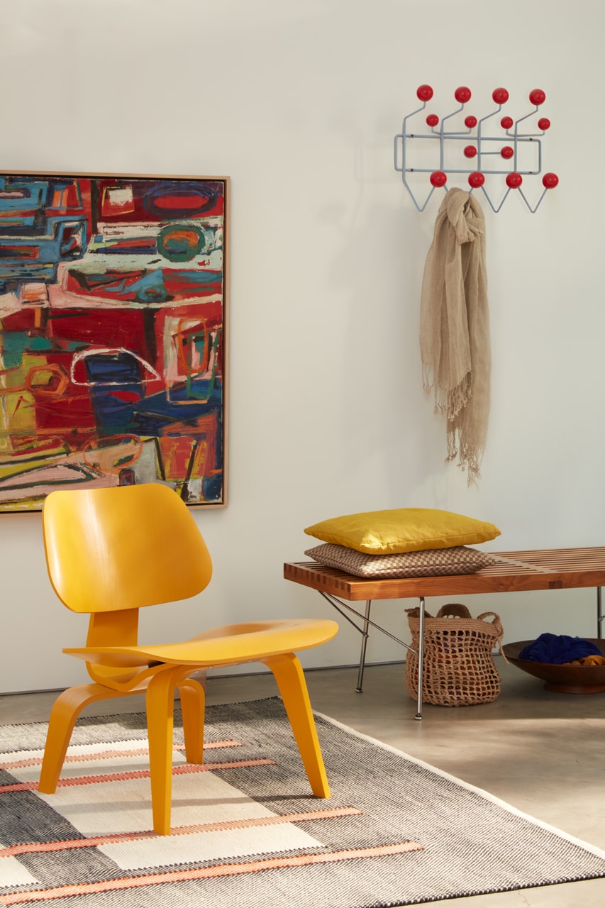 herman mille eames hang it all Molded Plywood Lounge Chair with Wood Base lcw blue red yellow moma interview