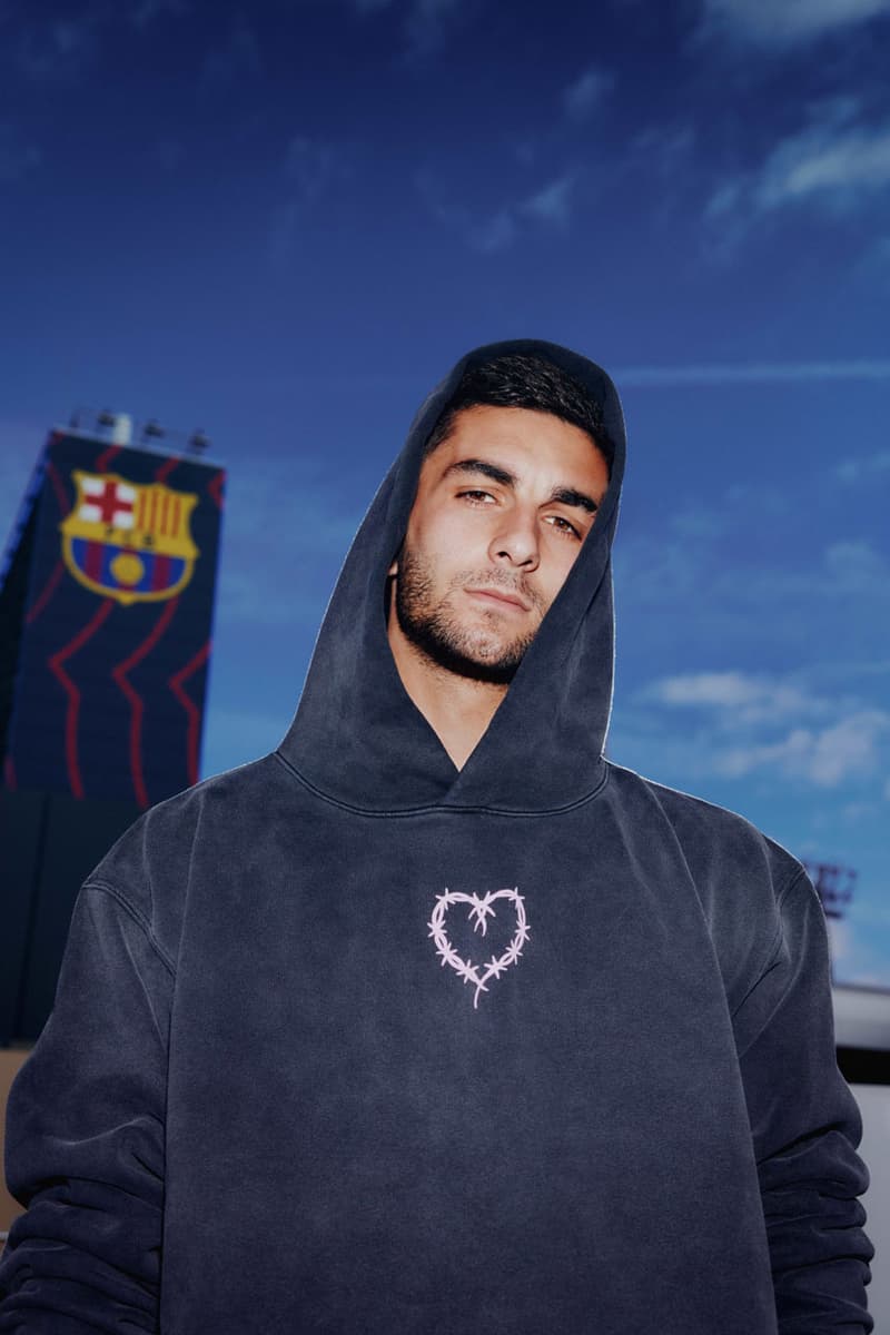 Barça Meets 'BICHOTA': KAROL G x FC Barcelona Pair Up on Kit Collab team match capsule hoodie tee graphic barbed wire heart logo MAÑAÑA SERÁ BONITO (BICHOTA SEASON) cover art album link wrapped Alexia Putellas raphinha ferran torres lamine yamal