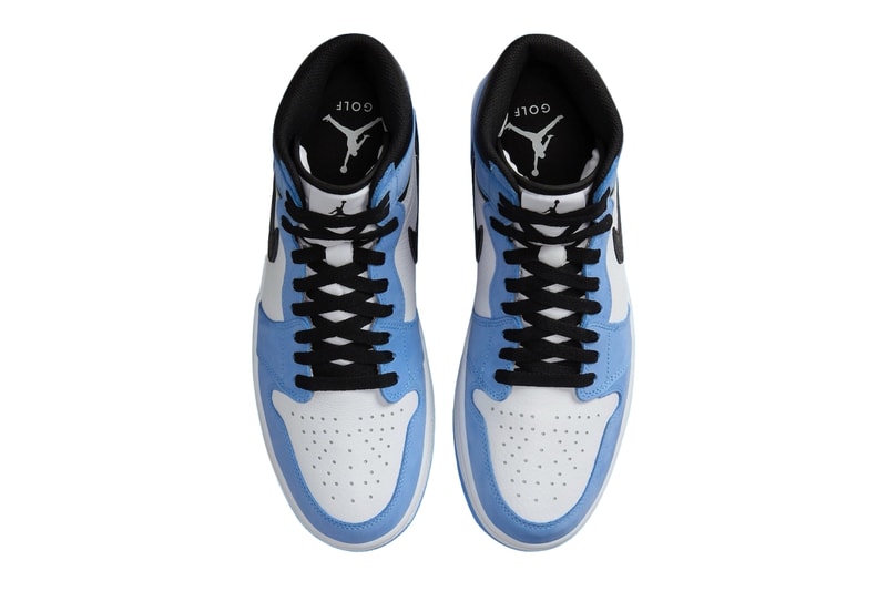 Air Jordan 1 High Golf Arrives in "University Blue" DQ0660-400 Black-White april spring green golf 2024 release swoosh jordan brand jumpman