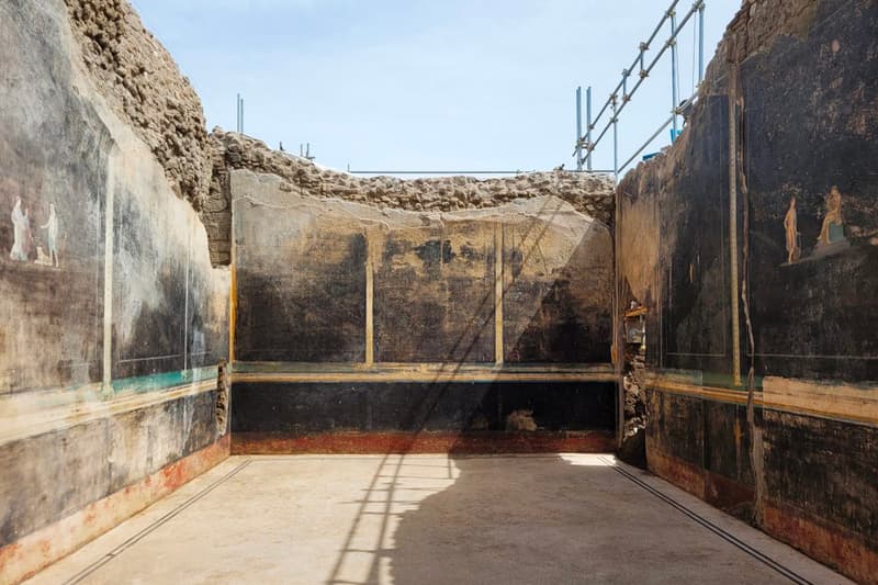 Remarkably Preserved Black Room Frescoes Excavated Pompeii