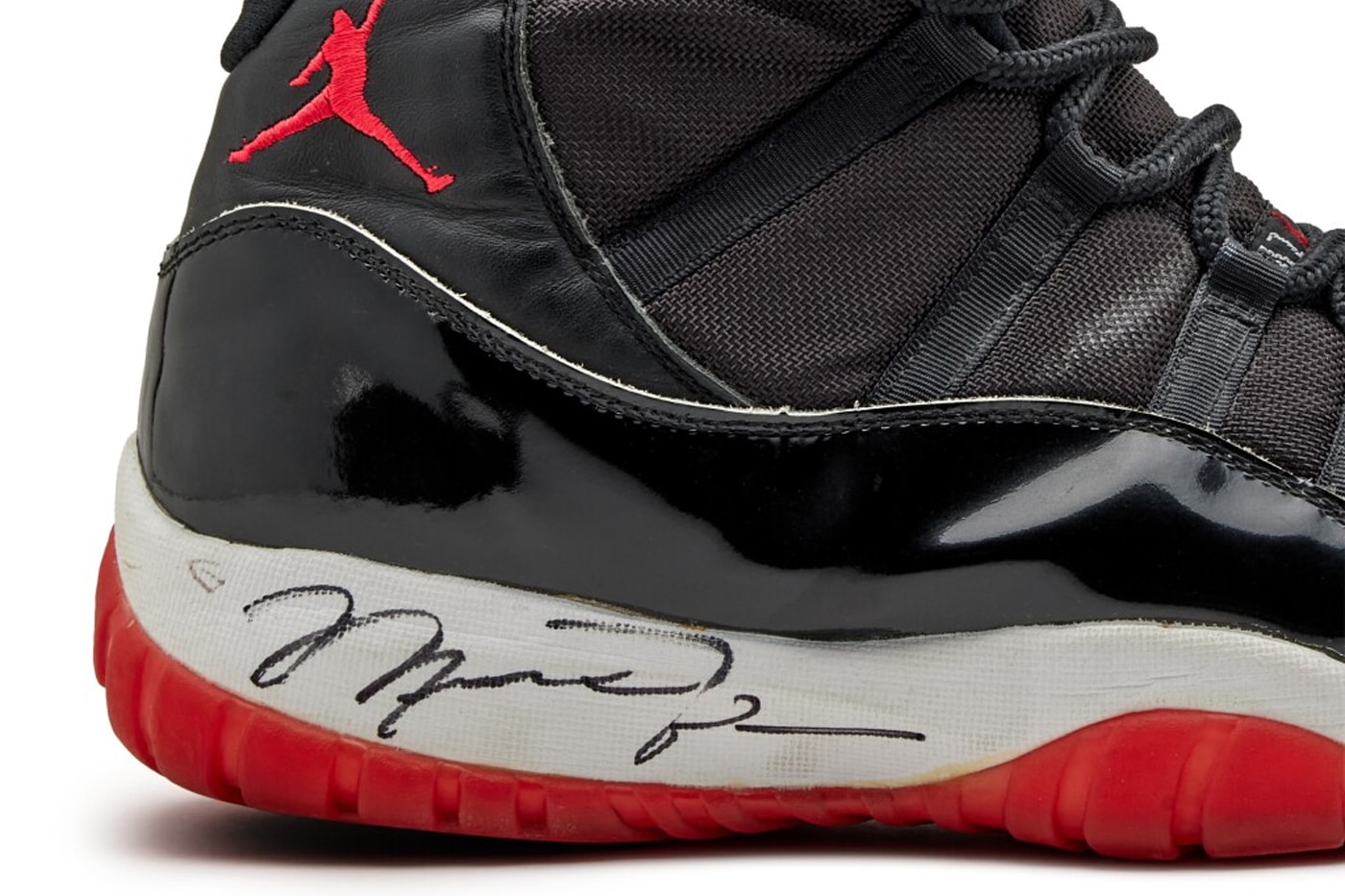 Michael Jordan 1996 NBA Finals Game Worn and Signed Air Jordan 11s Auction for 482 600 USD sothebys