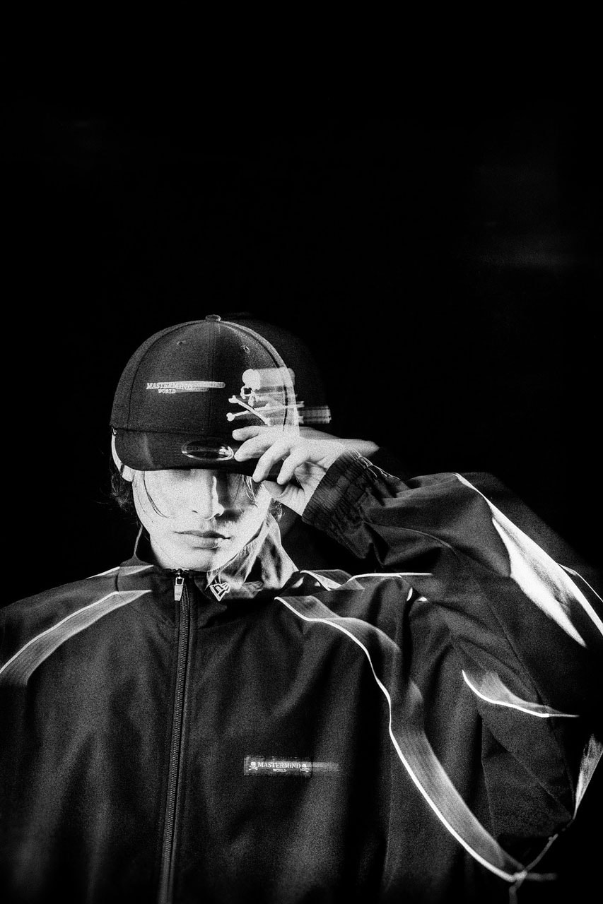 New Era x Mastermind World hat headwear gear collab japan tokyo track suit zip up hoodie apparel merch fashion lookbook release drop april 20 fashion price link 