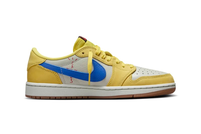 travis scott nike air michael jordan brand 1 low og canary womens yellow white dz4137 700 official release date info photos price store list buying guide