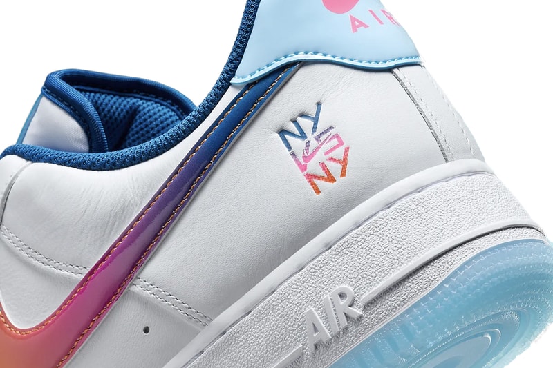 Official Look at the Nike Air Force 1 Low "NY vs. NY" HF4833-100 release info new york swoosh court blue hyper pink bright mandarin