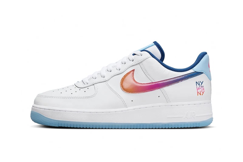 Official Look at the Nike Air Force 1 Low "NY vs. NY" HF4833-100 release info new york swoosh court blue hyper pink bright mandarin