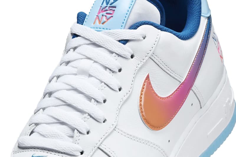 Official Look at the Nike Air Force 1 Low "NY vs. NY" HF4833-100 release info new york swoosh court blue hyper pink bright mandarin