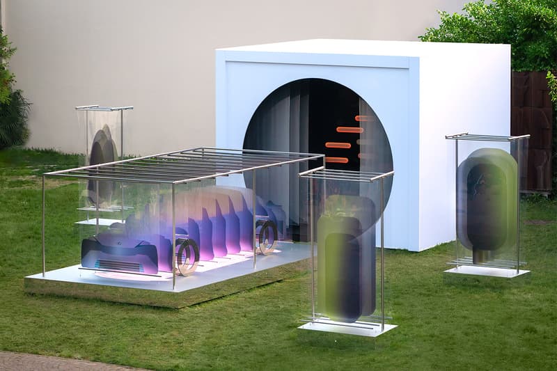 lexus electric car exhibition milan design week solar art Marjan van Aubel purple green grass