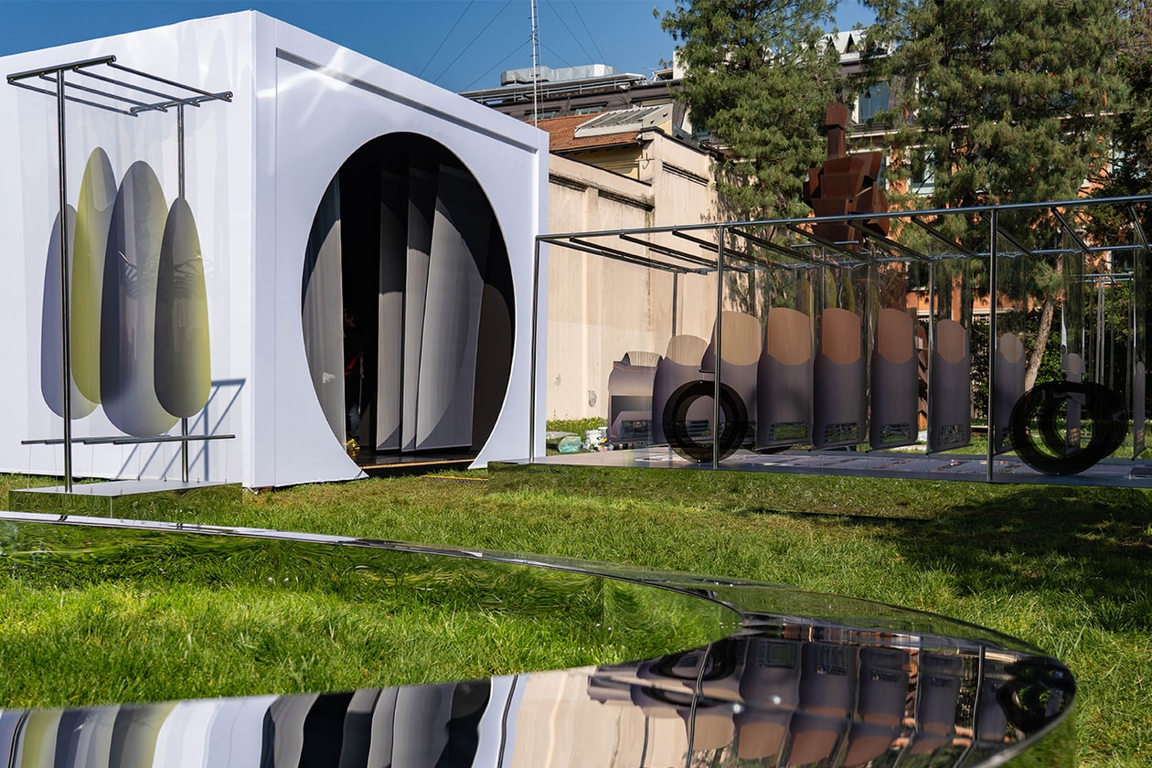 lexus electric car exhibition milan design week solar art Marjan van Aubel purple green grass