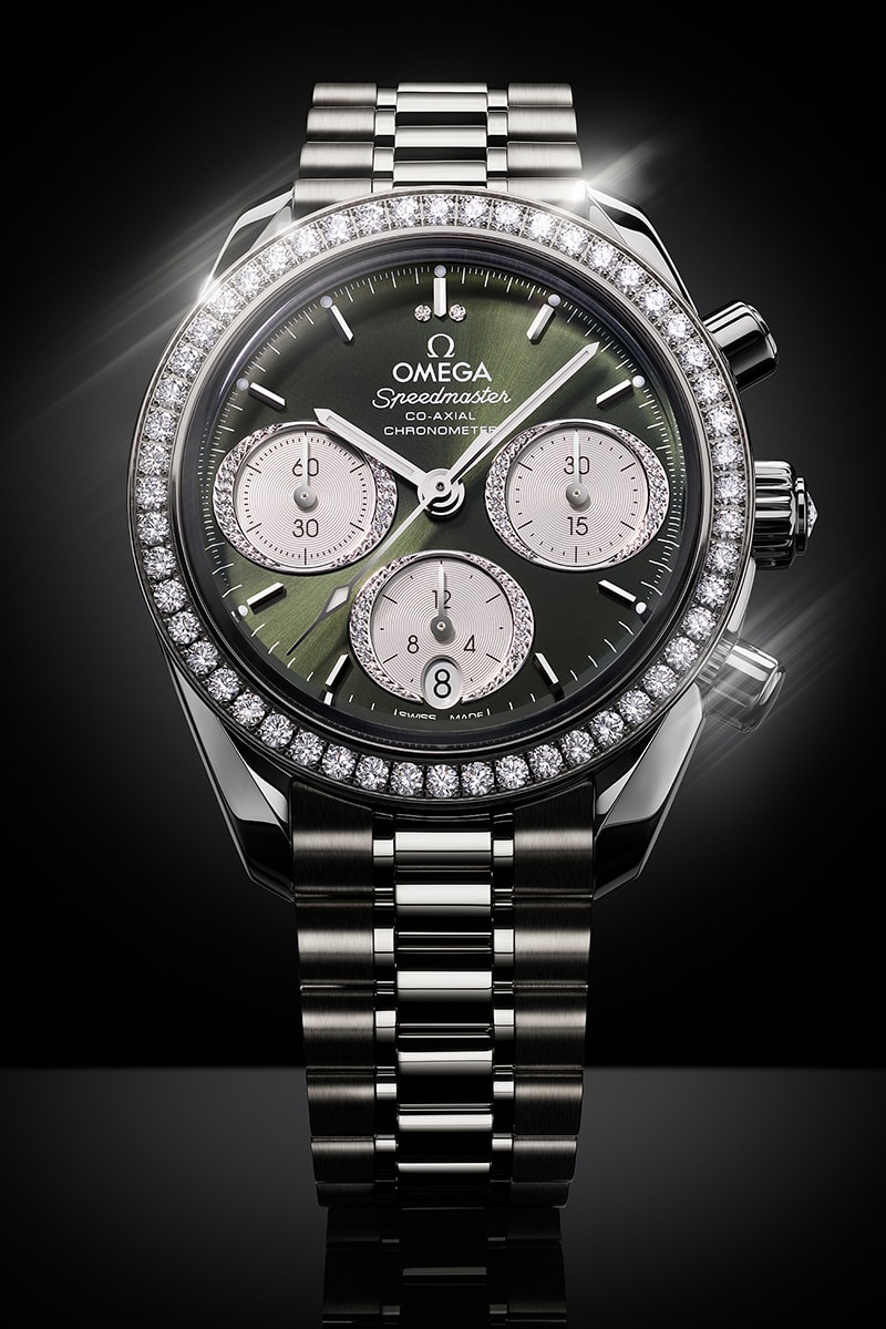 OMEGA Speedmaster 38mm Collection Release Info Diamond-Paved Bezel Green Brown Dial