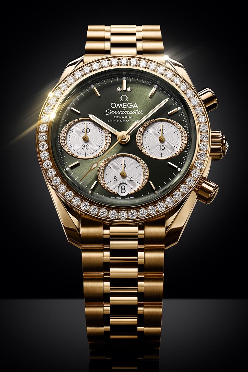 OMEGA Speedmaster 38mm Collection Release Info Diamond-Paved Bezel Green Brown Dial