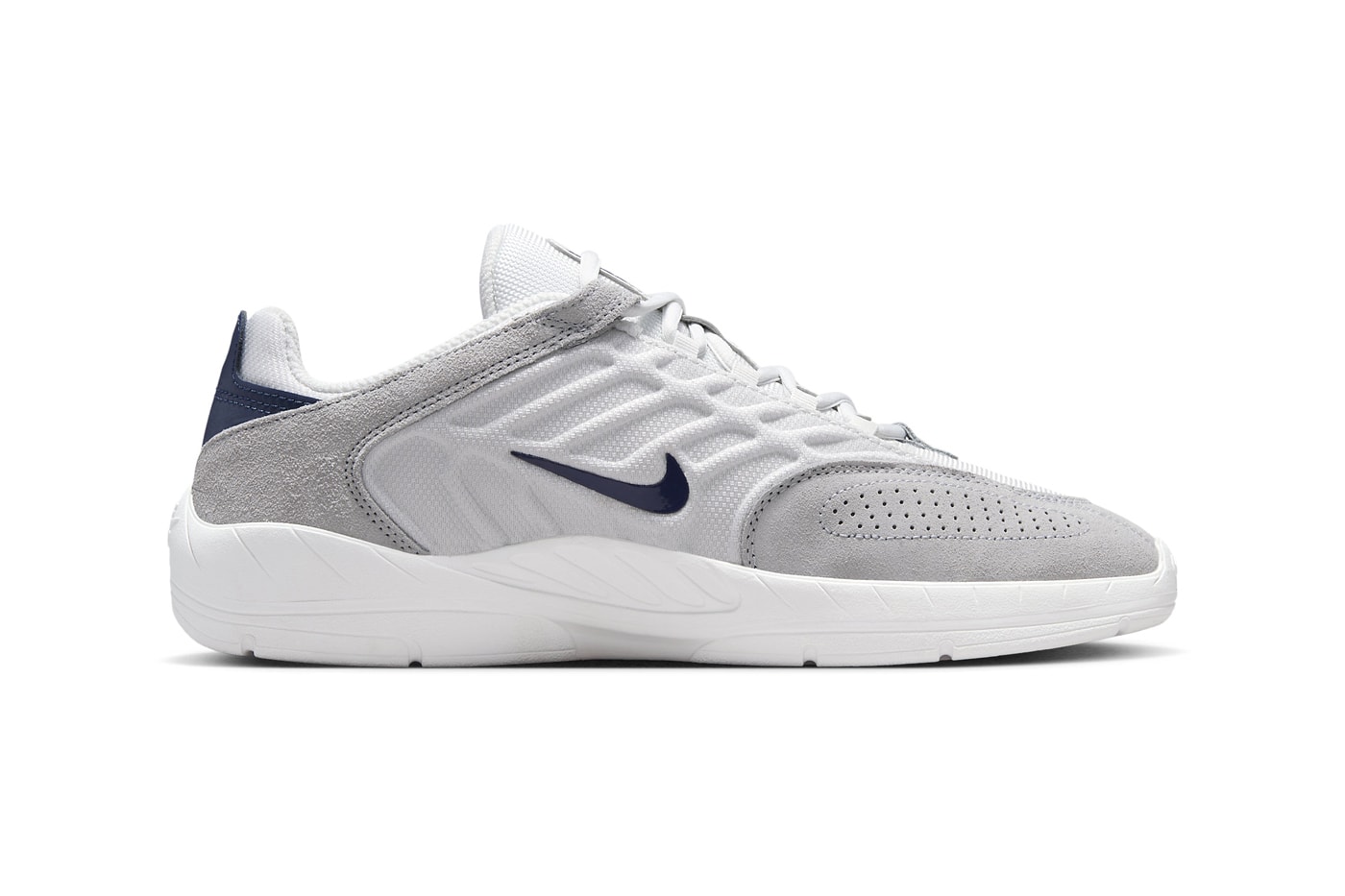 Nike SB Vertebrae Surfaces in a Minimal "Georgetown" Colorway FD4691-002 Release all white grey suede mesh