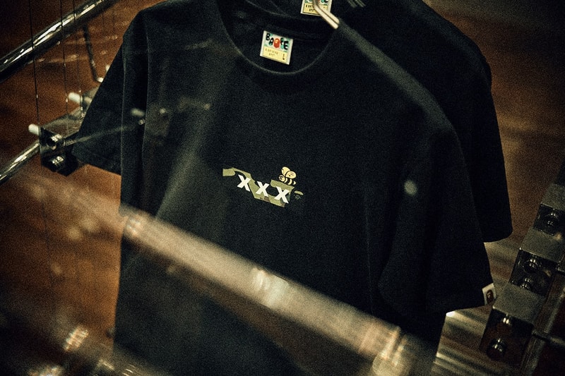 GOD SELECTION XXX x BAPE Reveal New Graphics a bathing ape capsule collection release drop price link bee general graphic snowboard jacket shark zip up hoodie clock home accessories co brand label streetwear japan baby milo monkey figure toy cop drop