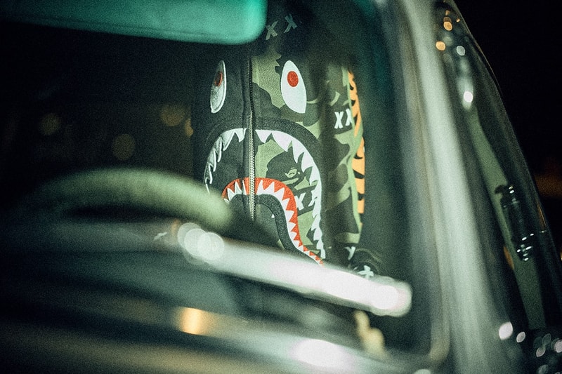 GOD SELECTION XXX x BAPE Reveal New Graphics a bathing ape capsule collection release drop price link bee general graphic snowboard jacket shark zip up hoodie clock home accessories co brand label streetwear japan baby milo monkey figure toy cop drop