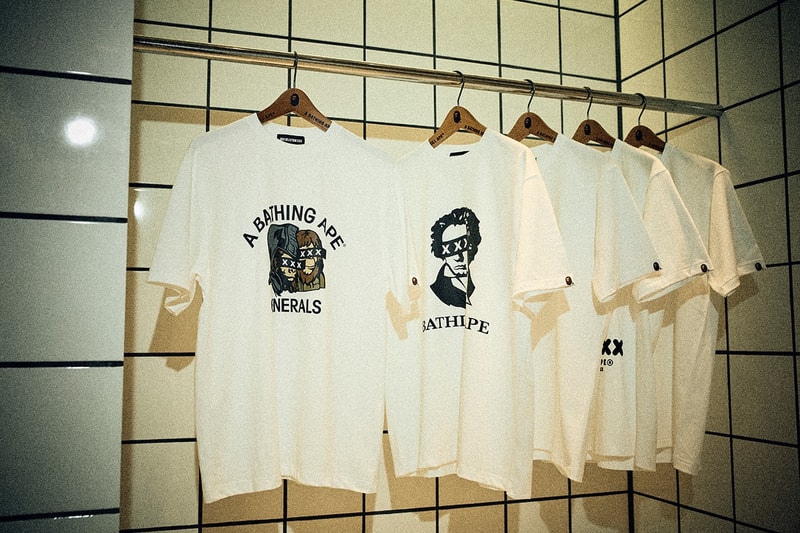 GOD SELECTION XXX x BAPE Reveal New Graphics a bathing ape capsule collection release drop price link bee general graphic snowboard jacket shark zip up hoodie clock home accessories co brand label streetwear japan baby milo monkey figure toy cop drop