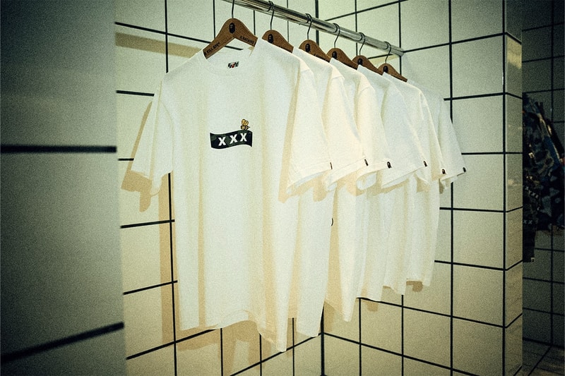 GOD SELECTION XXX x BAPE Reveal New Graphics a bathing ape capsule collection release drop price link bee general graphic snowboard jacket shark zip up hoodie clock home accessories co brand label streetwear japan baby milo monkey figure toy cop drop