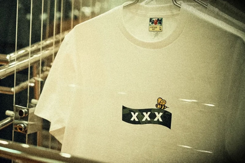 GOD SELECTION XXX x BAPE Reveal New Graphics a bathing ape capsule collection release drop price link bee general graphic snowboard jacket shark zip up hoodie clock home accessories co brand label streetwear japan baby milo monkey figure toy cop drop