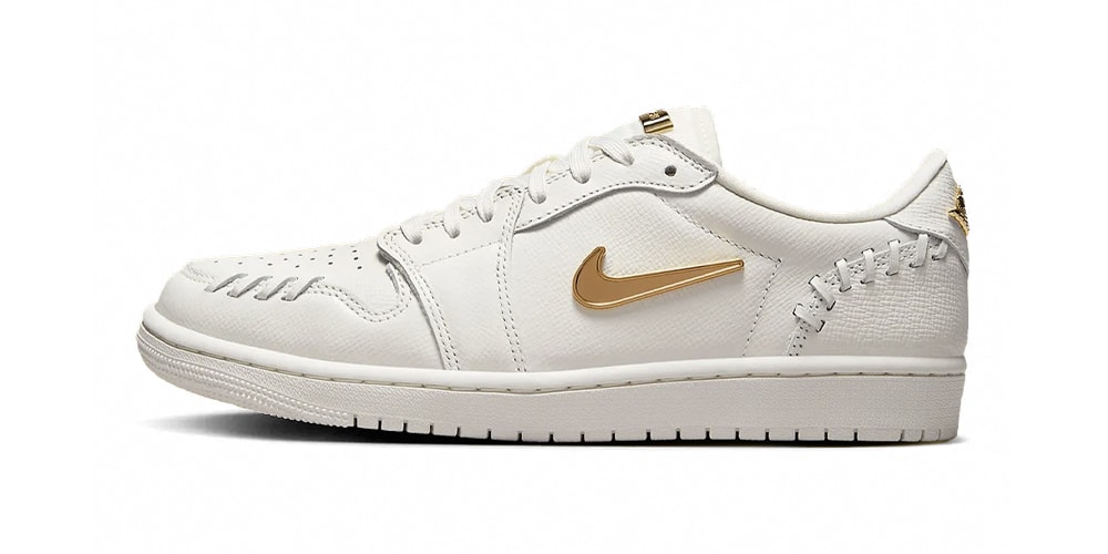 Официальные изображения кроссовок Air Jordan 1 Low MM в цвете «Белый/Золотой металлик»
