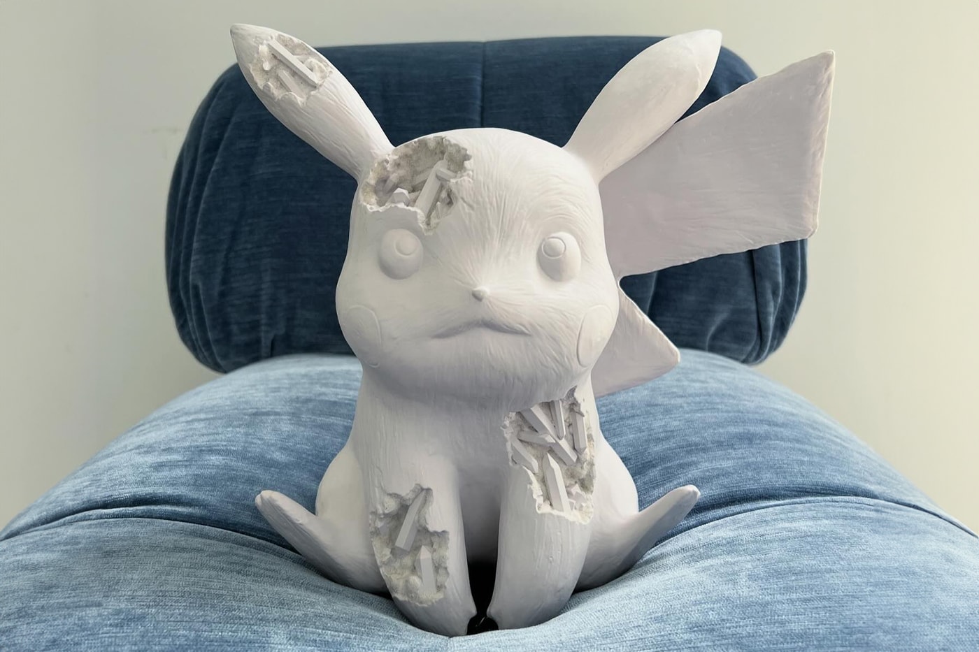 Daniel Arsham Announces Final 'Pokémon' Release crystalized seated pikachu edition sculpture eroded art 