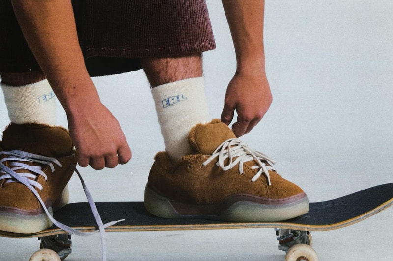 ERL Announces First Shoe Drop skate sneakers skateboarder three colorways tan cream brown