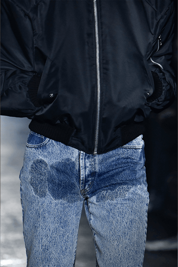 JORDANLUCA Pee-Stained Jeans Release Information details date denim menswear womenswear unisex London uk