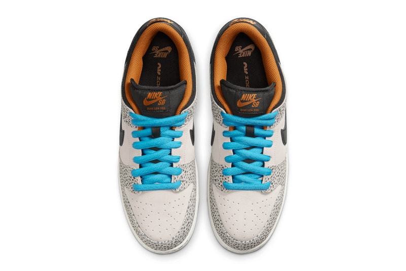 On-Feet Images of the Nike SB Dunk Low Safari "Olympics" Phantom/Black-Monarch-Summit White-Chlorine Blue FZ1233-002 summer 2024 on feet images paris leather satin 