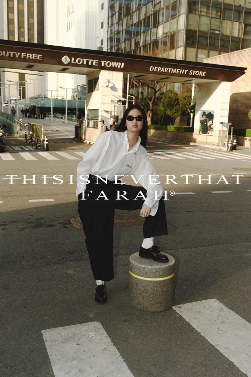 thisisneverthat x Farah Mix Work and Play in First Collaborative Capsule link price lookbook release collection cobranded graphic wine glass carpenter pant workwear oxford button down tshirt graphic embroidered drop japan website time 